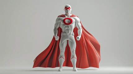 A 3D rendering of a superhero wearing a charity symbol cape, standing confidently and ready to help those in need. Transparent background. Represents the empowering role of charity on International