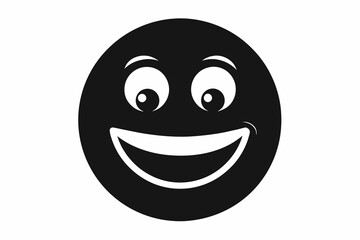Smiling Face Icon Black Silhouette Vector,happy, illustration, vector, symbol, emotion, expression, smiling, yellow, sign, funny, comic, 