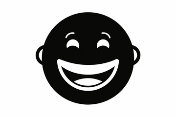 Smiling Face Icon Black Silhouette Vector,happy, illustration, vector, symbol, emotion, expression, smiling, yellow, sign, funny, comic, 