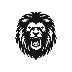 Fototapeta premium Majestic Lion Face Logo Design: Bold Black and White Vector Art