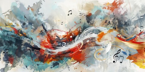 Abstract Art with Music Notes