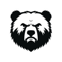 Fierce Bear Head Silhouette Vector: Aggressive Wildlife Illustration