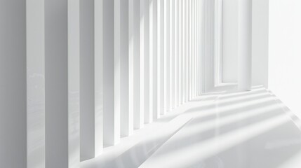 Minimalist subject against a background of clean white lines, sleek and modern, creating a sense of depth and simplicity.