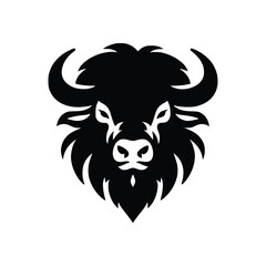 Bold Buffalo Face Vector Art - Premium Wildlife Silhouette for Design Projects