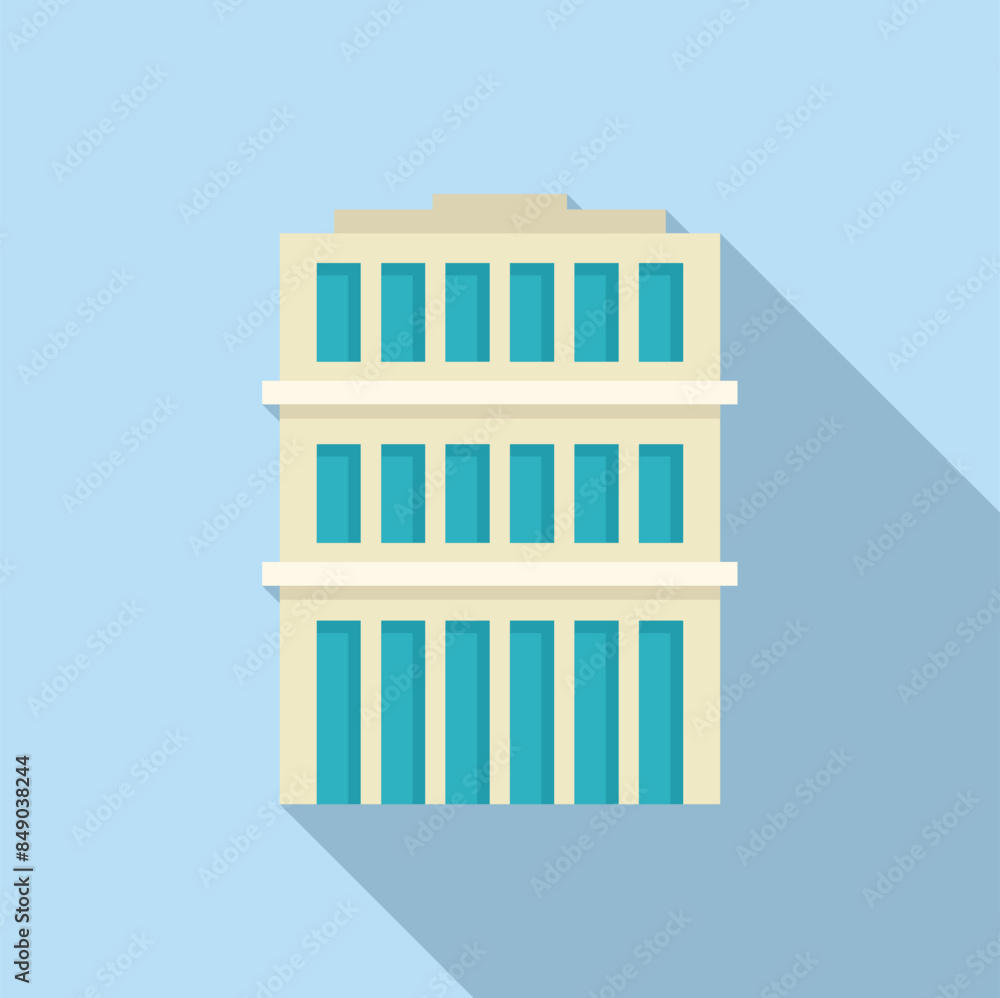 Poster modern building casting a long shadow, perfect for projects related to architecture, cities, and mod