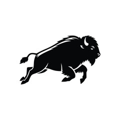 Dynamic Running Bison Vector Silhouette - High-Quality Black and White Illustration © PaletteGuru