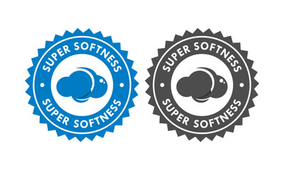 Super softness - cloud badge logo design. Suitable for information and product label