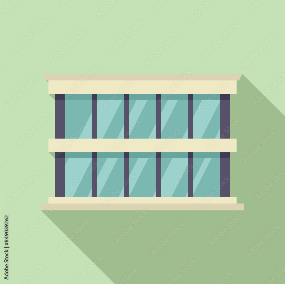 Poster modern office building facade with large windows showing minimalist architecture