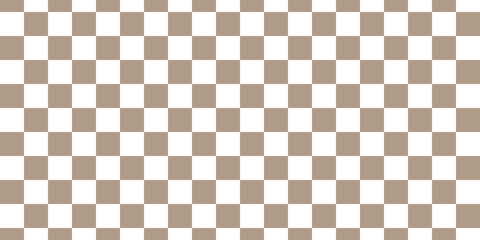 A seamless brown and white checkered pattern, like a chessboard, for backgrounds, wallpaper, or fabric