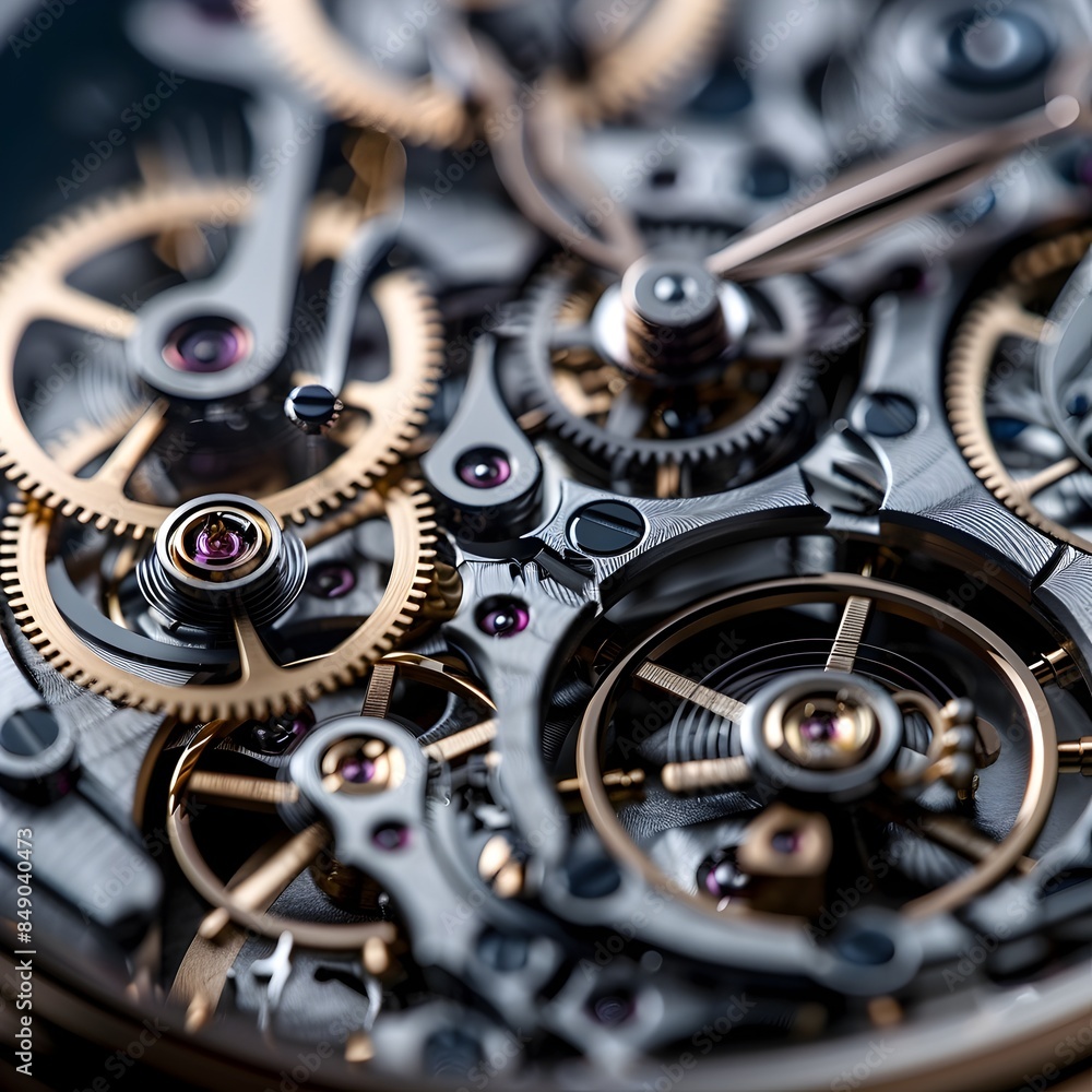 Poster intricate gears and mechanisms of a precision engineered timepiece