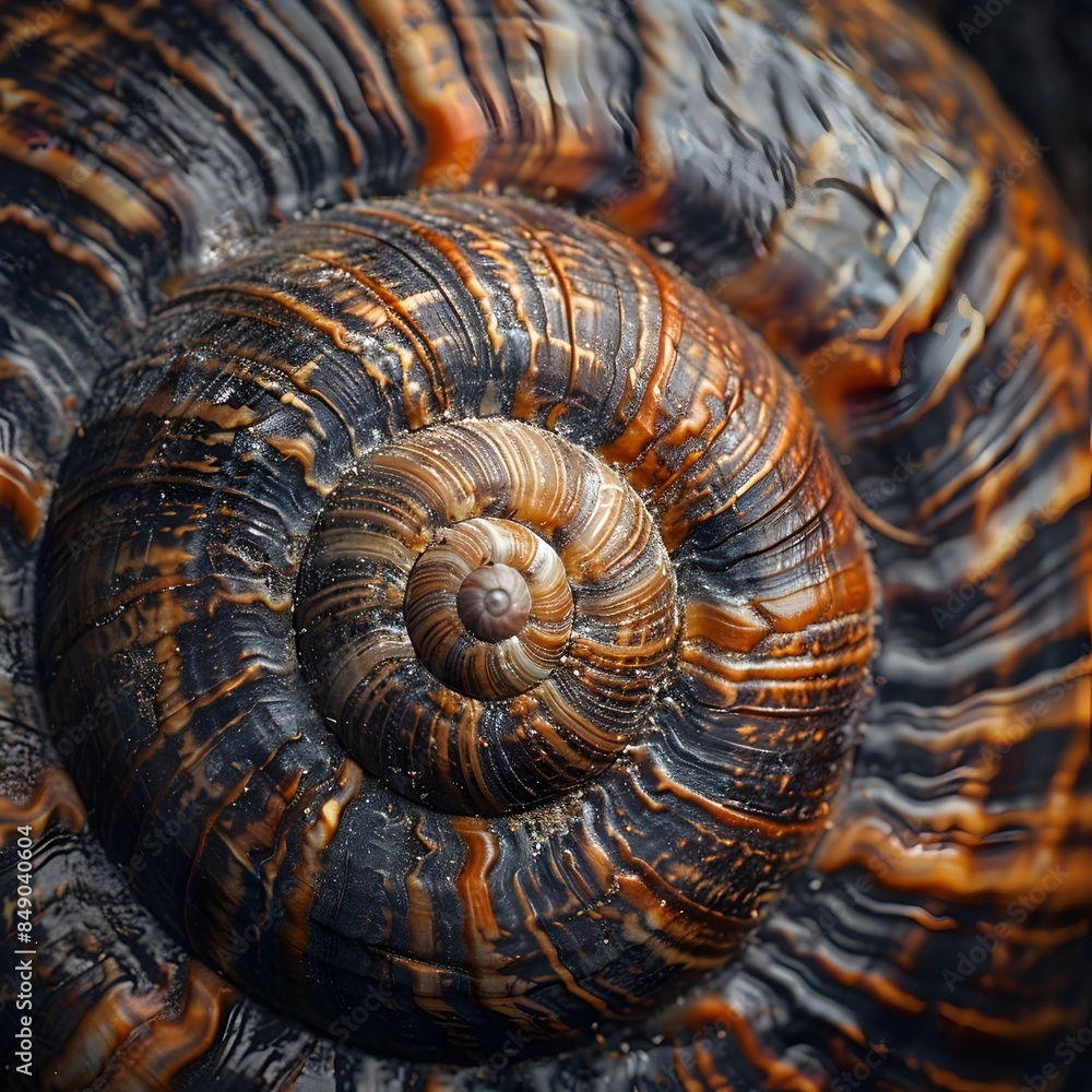 Poster captivating spiral patterns on the snail s shell in closeup macro photography