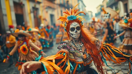 Fototapeta premium Vibrant Dia de los Muertos in Guadalajara's Historic Center
