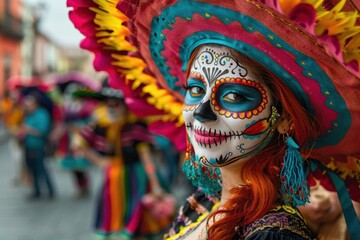 Fototapeta premium Vibrant Dia de los Muertos in Guadalajara's Historic Center