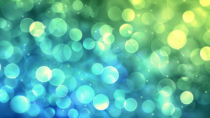 a serene bokeh background with soft blue and green light circles blending into each other