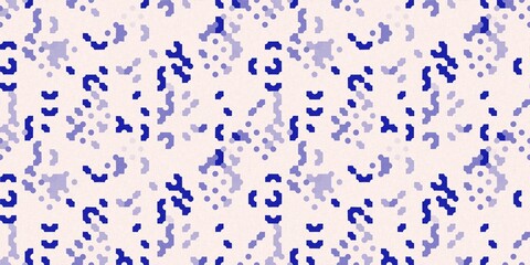 Faded electric blue glitch geo washed effect seamless border. Indigo dye grungy blotched distress abstract ribbon texture repeat. 