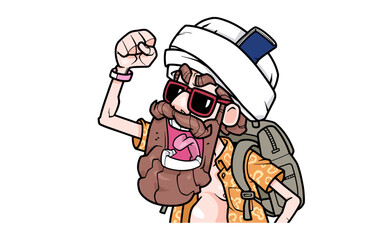 Older Bearded Tourist Character RG