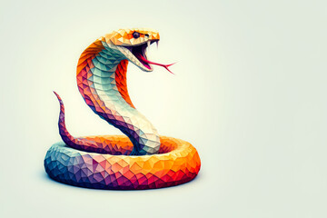 Fototapeta premium Cobra Snake in Colorful Polygon Abstract Illustration.