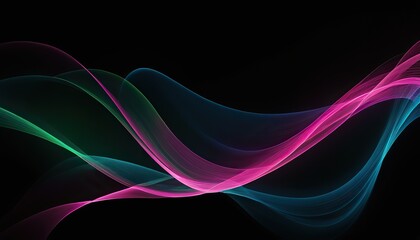 Fototapeta premium Simple abstract background with colorful neon wavy ribbons