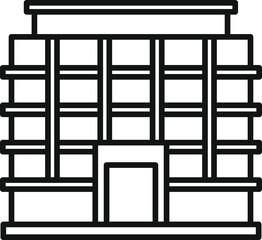 Modern building facade is featuring large windows and a prominent entrance, suggesting a commercial or office space