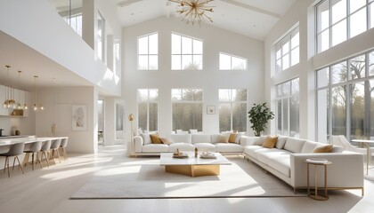 Fototapeta premium white and gold theme modern interior