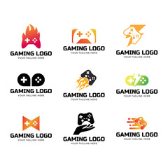 Set of Game console and video games stick logo design template logo.