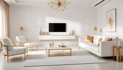 white and gold theme modern interior