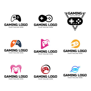 Set of Game console and video games stick logo design template logo.