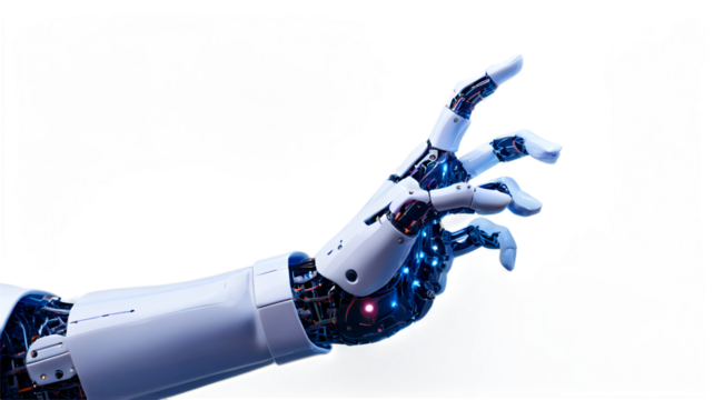 AI, Machine learning, Hands of robot touching on big data network connection background, Science and artificial intelligence technology, innovation and futuristic.