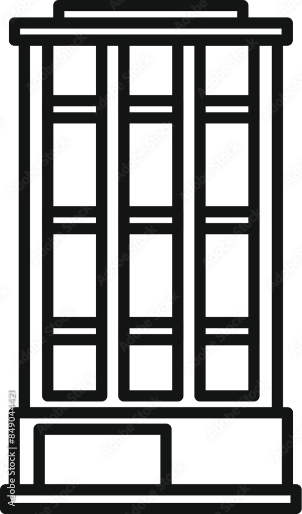 Poster simple line drawing of a building facade with windows and an entrance