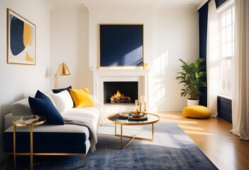 white and gold theme modern interior
