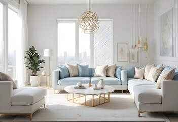 white and gold theme modern interior