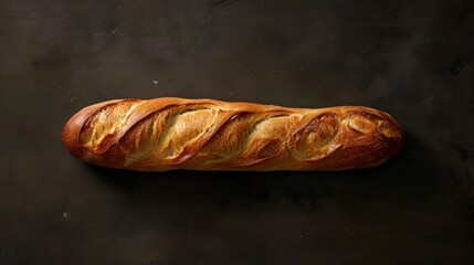 Freshly baked baguette from above