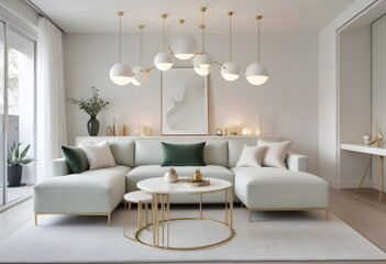 white and gold theme modern interior