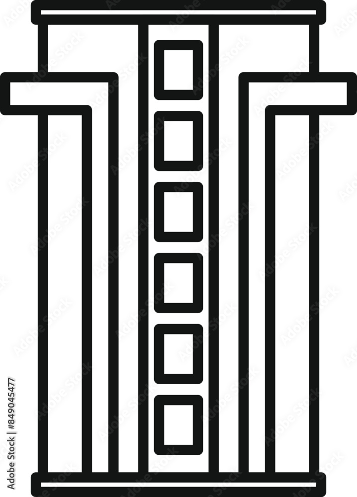 Aufkleber simple line drawing of a modern building facade with multiple windows