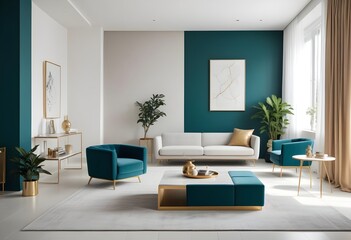 white and gold theme modern interior