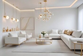 white and gold theme modern interior