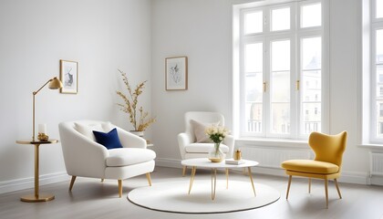 white and gold theme modern interior