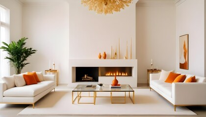 white and gold theme modern interior