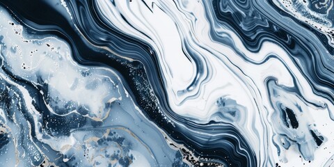 Fototapeta premium A stunning abstract artwork featuring black, white, and gray marble-like swirls in a fluid painting style.
