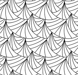 Abstract vector seamless floral background of doodle hand drawn lines. Monochrome wave pattern. Coloring book page. Black white wallpaper.
