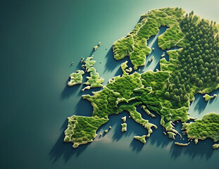 European green deal - Europe map made from vegetation