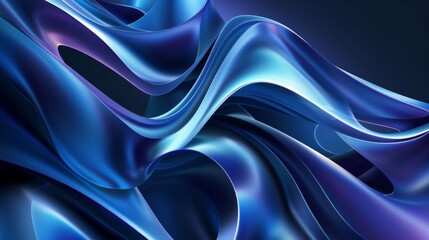 Obraz premium abstract Metallic blue flowing shapes with light and shadow background