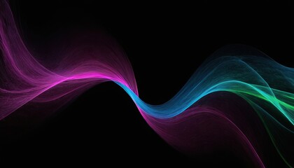 Obraz premium Abstract futuristic background with green purple glowing neon moving high speed wave lines and bokeh lights.