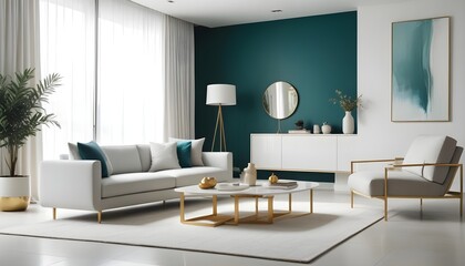 white and gold theme modern interior