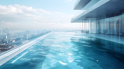 Stunning Glass Bottom Pool Suspended Above Sleek Cityscape Architecture