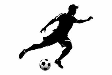 Soccer Player Black Silhouette on White Background,soccer, football, ball, sport, player, game, kick, illustration, play, vector, athlete, team, people, goal, competition, silhouette, footballer, acti