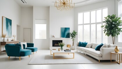 white and gold theme modern interior
