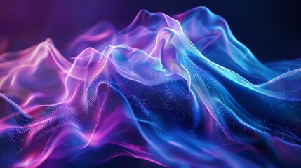 Fototapeta premium Abstract design with flowing ribbons of light in blue and purple gradient