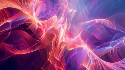 Abstract design with flowing ribbons of light in blue and purple gradient