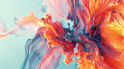 Vibrant abstract fluid art with a colorful marbled effect